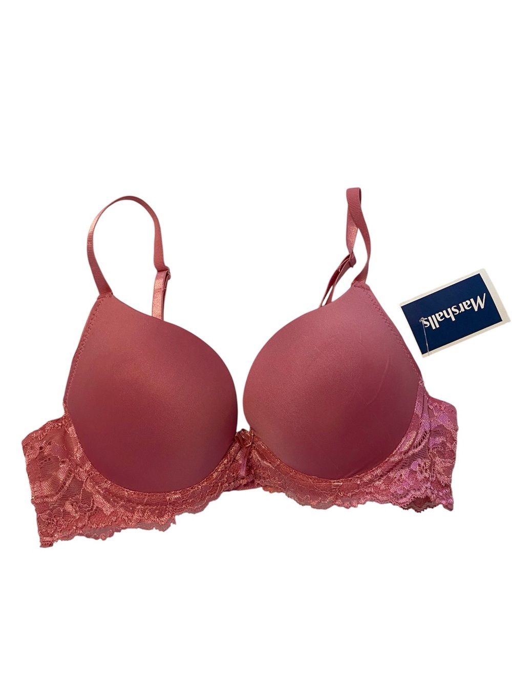 Rose Pink Lace-Trim Underwire Push Up Bra